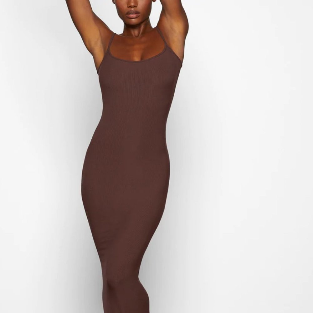 SKIMS soft lounge long slip dress in cocoa